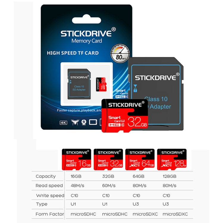 Scheda di memoria Micro SD (TF) ad alta velocità Classe 10 Stickdrive da 32 GB, 32GB