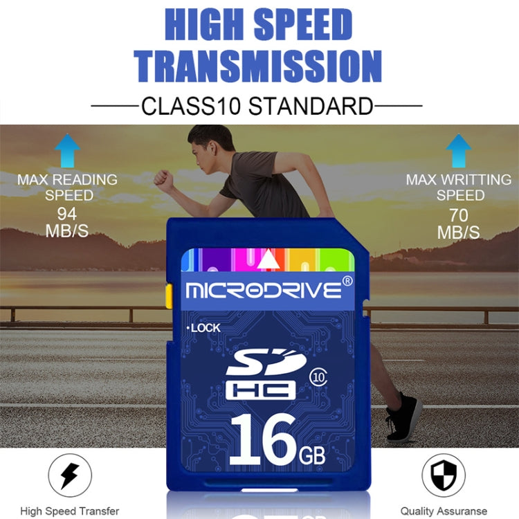 Scheda di memoria SD Microdrive da 16 GB ad alta velocità classe 10 per tutti i dispositivi digitali con slot per scheda SD, 16GB
