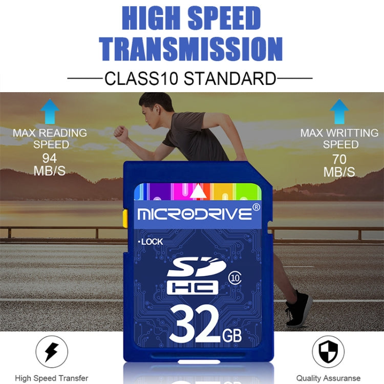 Scheda di memoria SD Microdrive da 32 GB ad alta velocità classe 10 per tutti i dispositivi digitali con slot per scheda SD, 32GB