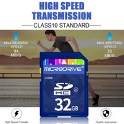 Scheda di memoria SD Microdrive da 32 GB ad alta velocità classe 10 per tutti i dispositivi digitali con slot per scheda SD, 32GB