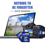 Scheda di memoria SD Microdrive da 64 GB ad alta velocità classe 10 per tutti i dispositivi digitali con slot per scheda SD, 64GB