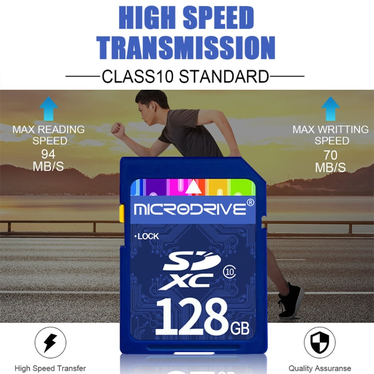Scheda di memoria SD Microdrive da 128 GB ad alta velocità classe 10 per tutti i dispositivi digitali con slot per scheda SD, 128GB