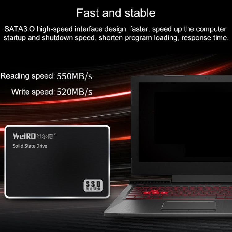 WEIRD S500 Unità a stato solido SATA 3.0 da 512 GB e 2,5 pollici per laptop, desktop, 512GB