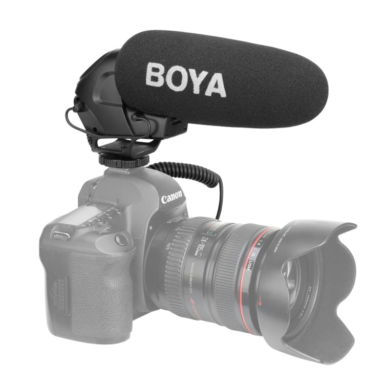 BOYA BY-BM3030 Microfono broadcast a condensatore super cardioide per fucile da caccia con parabrezza per fotocamere DSLR Canon / Nikon / Sony