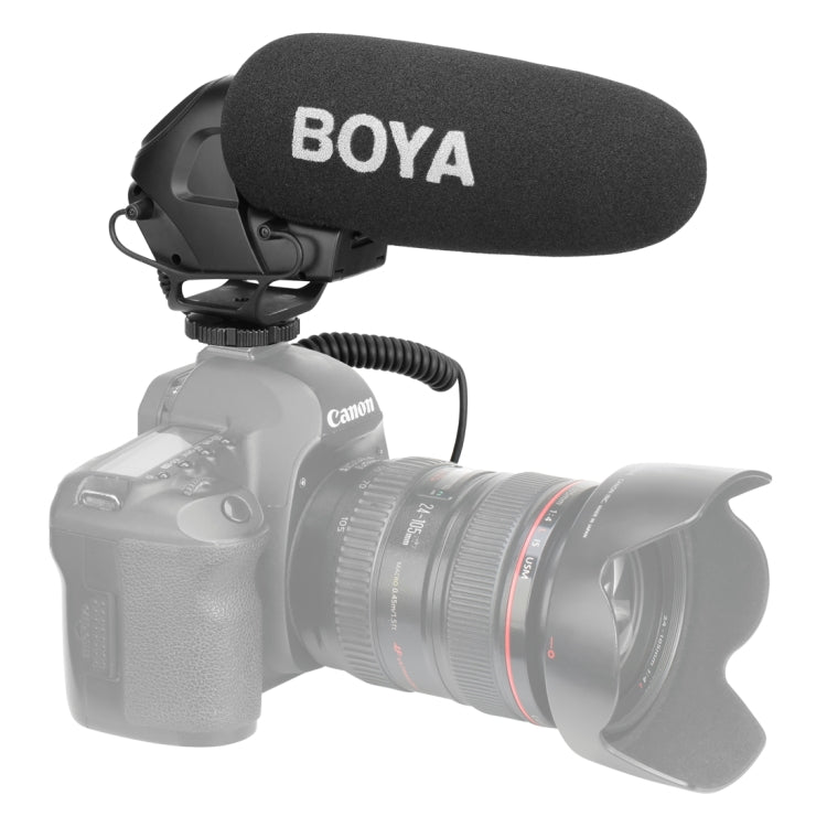 BOYA BY-BM3031 Microfono broadcast a condensatore super cardioide per fucile con parabrezza per fotocamere DSLR Canon / Nikon / Sony