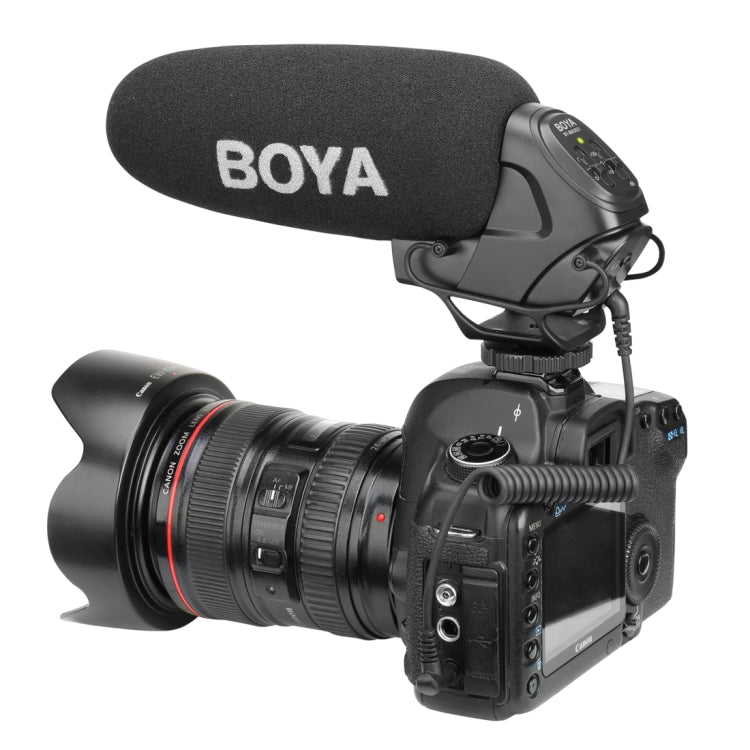 BOYA BY-BM3031 Super Cardioid Condenser Shotgun Broadcast Microphone with Windscreen for Canon / Nikon / Sony DSLR Cameras