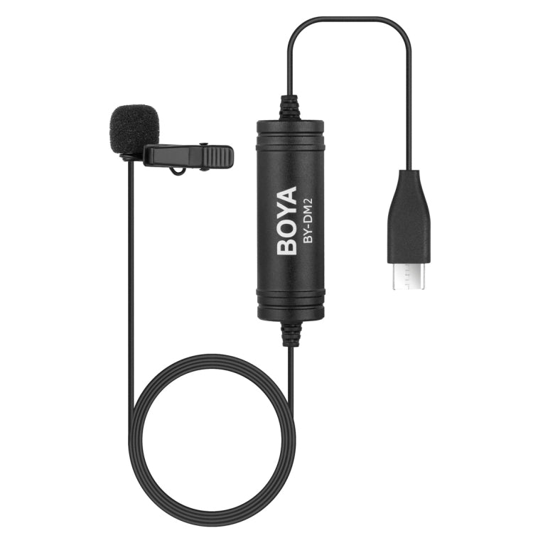 BOYA BY-DM2 Microfono a condensatore lavalier broadcast USB-C/Type-C con parabrezza per telefoni/tablet Android, BY-DM2