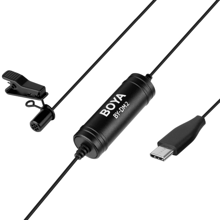 BOYA BY-DM2 Microfono a condensatore lavalier broadcast USB-C/Type-C con parabrezza per telefoni/tablet Android, BY-DM2