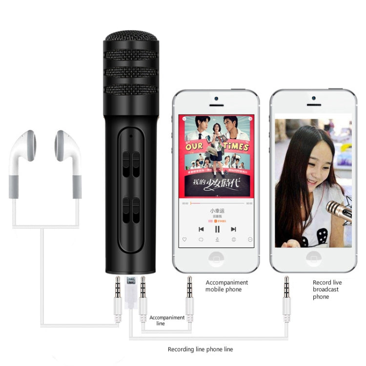 BGN-C7 Condenser Microphone Dual Cell Phone Karaoke Live Singing Microphone Built-in Sound Card