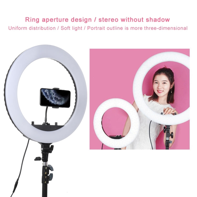 18 Inch 55W Dual Speed ​​Dimmable Self-timer LED Ring Fill Light for Shooting Photography with Tripod Stand, 18 Inch