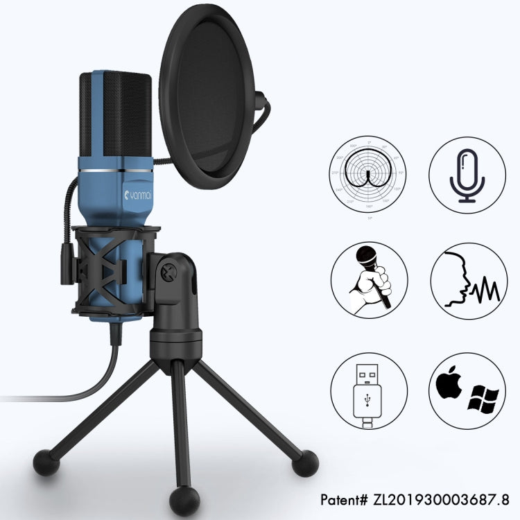 Yanmai SF-777 1.4m Computer Game Recording Condenser Microphone with Pop Filter and Tripod Stand