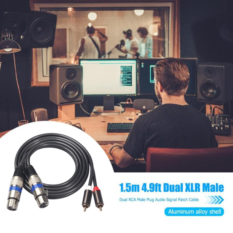 366156-15 2 RCA Male to 2 XLR 3 Pin Female Audio Cable, Length: 1.5 m, 366156-15 2 RCA Male to 2 XLR 3 Pin Female