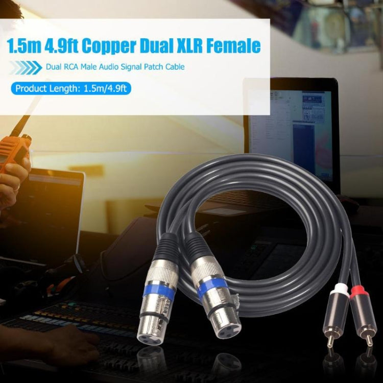 366156-15 2 RCA Male to 2 XLR 3 Pin Female Audio Cable, Length: 1.5 m, 366156-15 2 RCA Male to 2 XLR 3 Pin Female