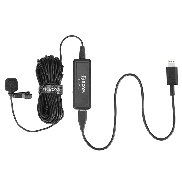 BOYA BY-DM10 Broadcast Lavalier Microphone with USB / 8 Pin Plug with Windscreen, Cable Length: 6m