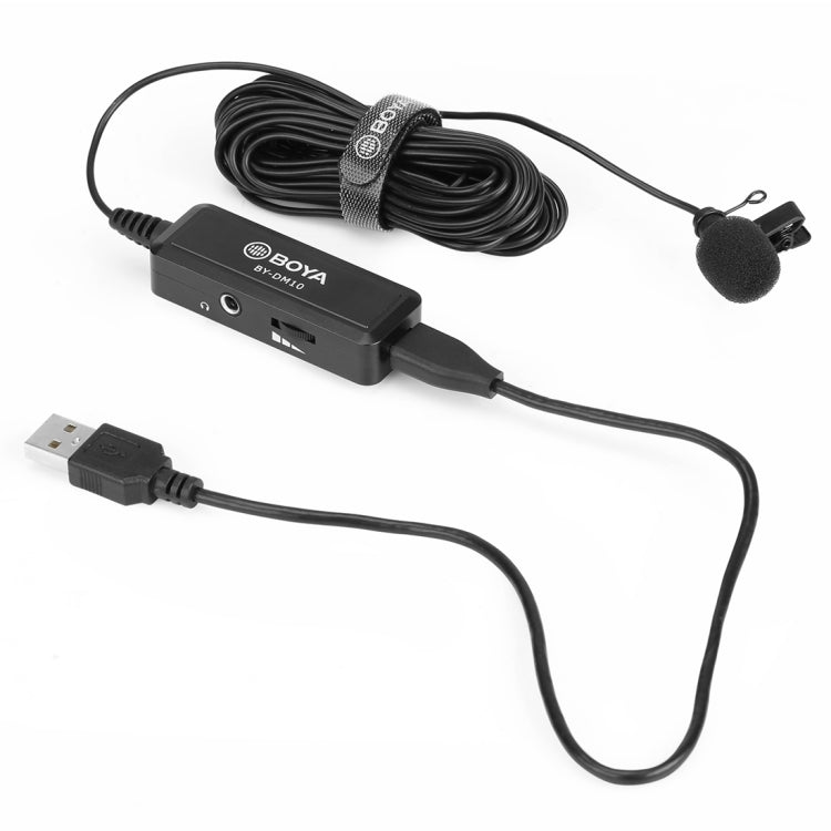 BOYA BY-DM10 Microfono lavalier broadcast con presa USB / 8 pin con parabrezza, lunghezza cavo: 6 m