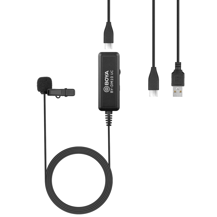 BOYA BY-DM10 UC Broadcast Lavalier Microphone with USB-C / Type-C Plug with Windscreen, Cable Length: 6m