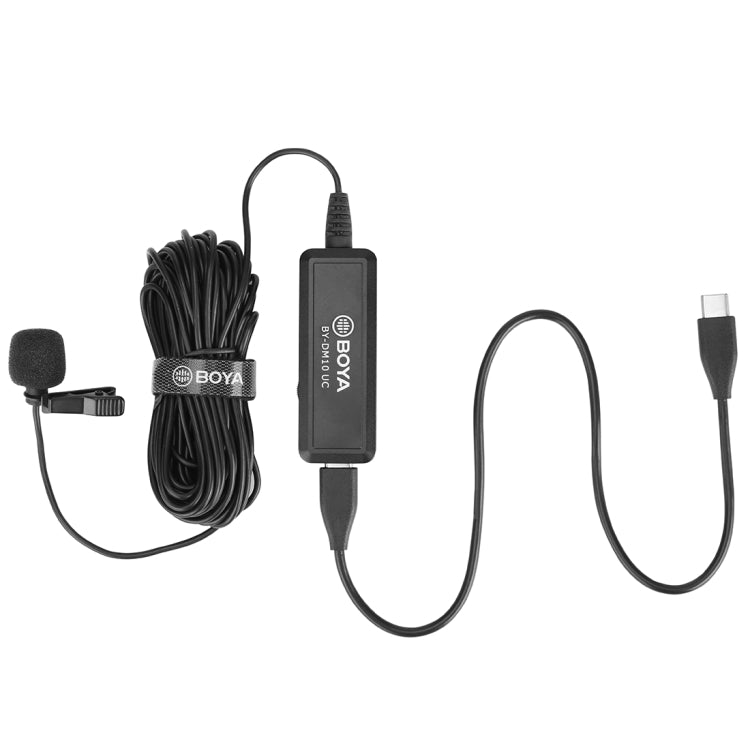 BOYA BY-DM10 UC Broadcast Lavalier Microphone with USB-C / Type-C Plug with Windscreen, Cable Length: 6m