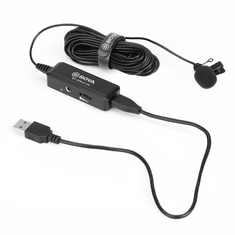 BOYA BY-DM10 UC Microfono lavalier broadcast con presa USB-C / Type-C con antivento, lunghezza cavo: 6 m