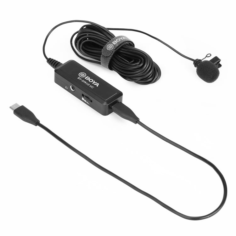 BOYA BY-DM10 UC Microfono lavalier broadcast con presa USB-C / Type-C con antivento, lunghezza cavo: 6 m