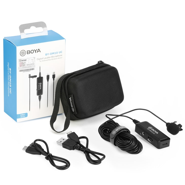 BOYA BY-DM10 UC Broadcast Lavalier Microphone with USB-C / Type-C Plug with Windscreen, Cable Length: 6m