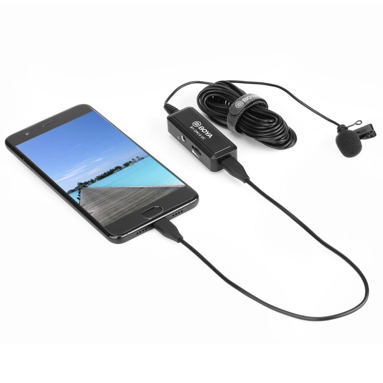 BOYA BY-DM10 UC Microfono lavalier broadcast con presa USB-C / Type-C con antivento, lunghezza cavo: 6 m