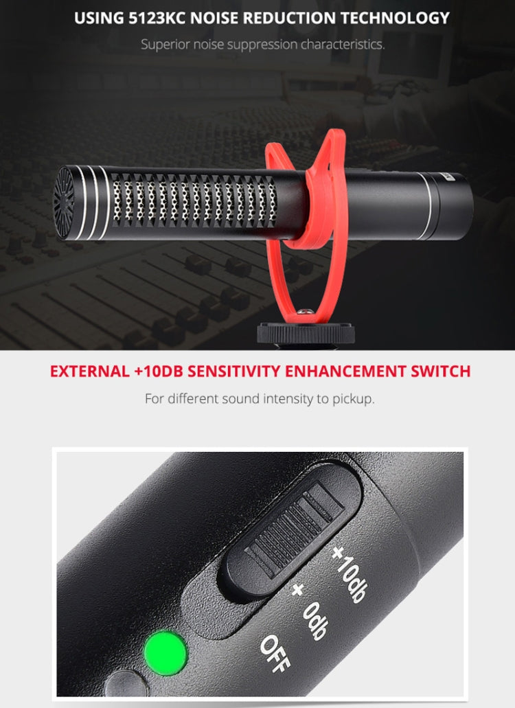 Microfono shotgun condensatore per videocamera DSLR