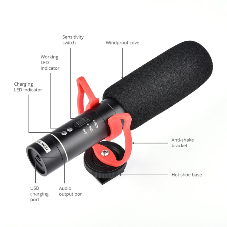 YELANGU YLG9930B MIC05 Microfono professionale per video shotgun a condensatore per interviste con cavo audio da 3,5 mm per videocamera DSLR e DV