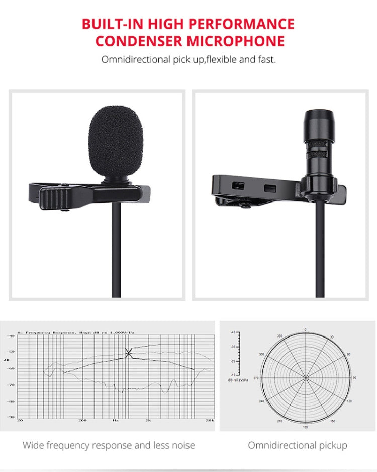 YELANGU YLG9926B MY2 Mini Lavalier Microphone for Cell Phones/Tablets/Digital Cameras