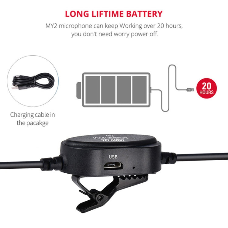 Microfono lavalier YELANGU MY2 per smartphone e fotocamere