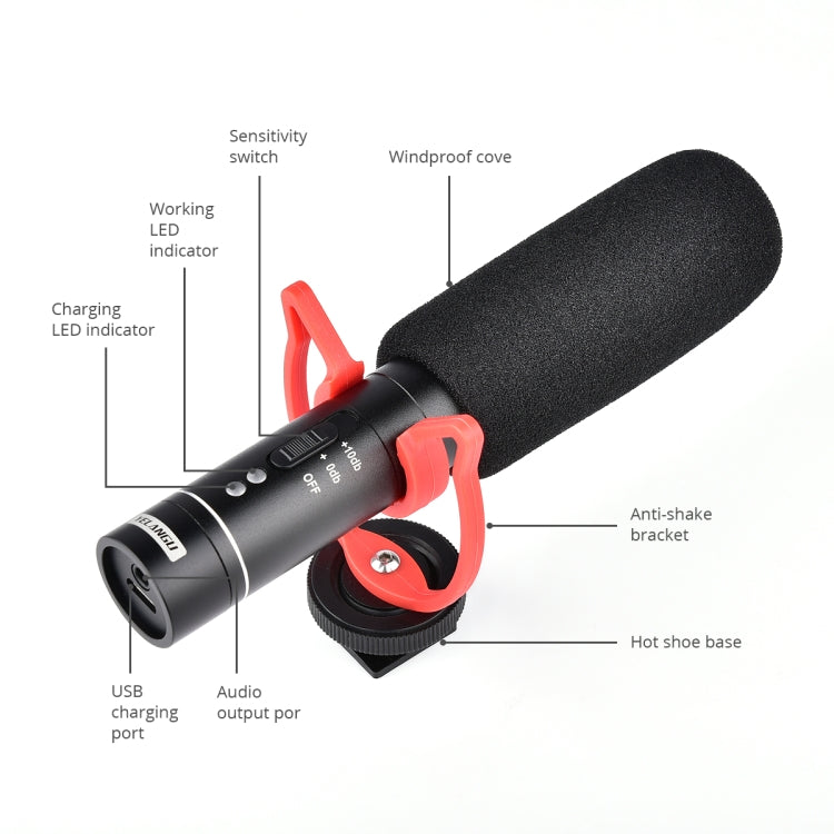 YELANGU MIC015 Professional Interview Condenser Video Shotgun Microphone with 3.5mm Audio Cable for DSLR Camera and DV