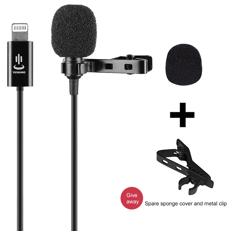 YICHUANG YC-LM10II 8-Pin Intelligent Noise Reduction Condenser Lavalier Microphone, Cable Length: 1.5m, YC-LM10II