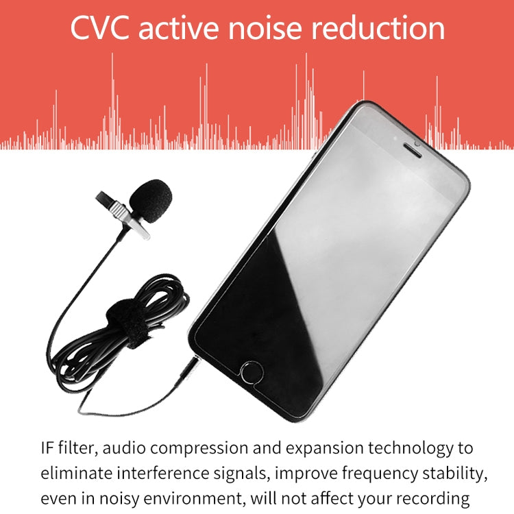 YICHUANG YC-LM10II 8-Pin Intelligent Noise Reduction Condenser Lavalier Microphone, Cable Length: 1.5m, YC-LM10II