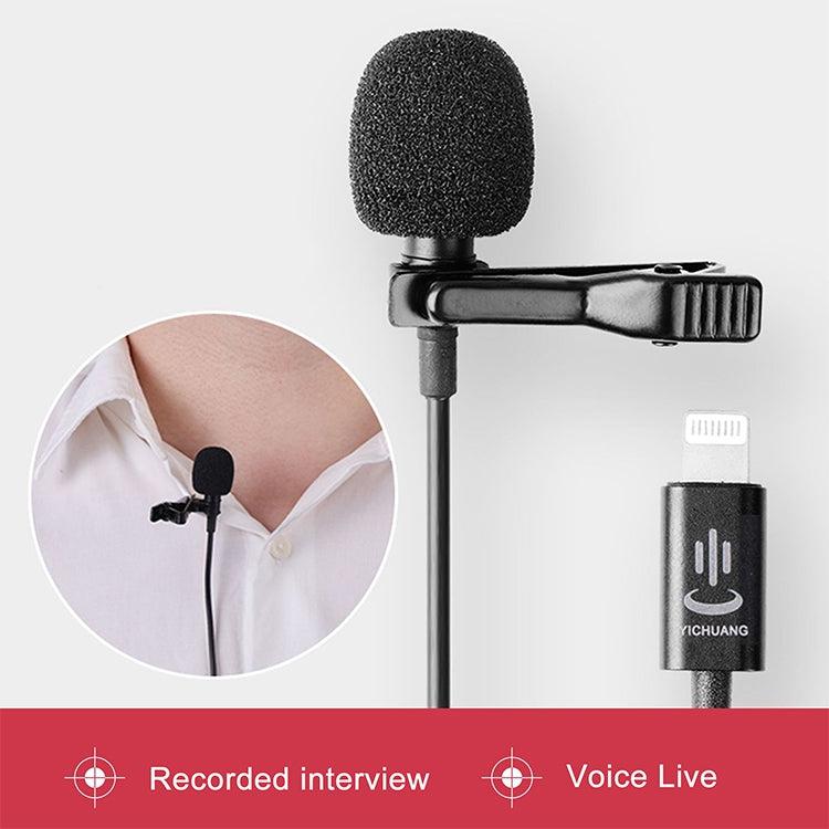 YICHUANG YC-LM10II 8-Pin Intelligent Noise Reduction Condenser Lavalier Microphone, Cable Length: 1.5m, YC-LM10II