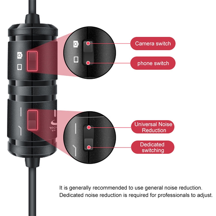 Microfono lavalier omnidirezionale per registrazione video con porta da 3,5 mm YICHUANG YC-VM20, lunghezza cavo: 6 m, YC-VM20