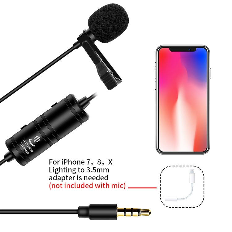 YICHUANG YC-VM20 Omnidirectional Lavalier Microphone for Video Recording with 3.5mm Port, Cable Length: 6m, YC-VM20