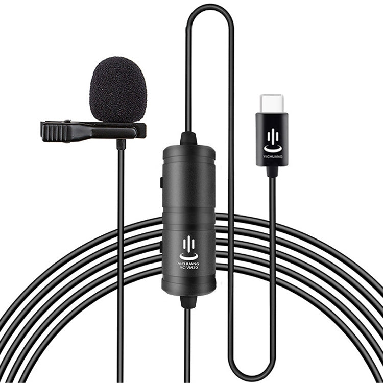 YICHUANG YC-VM30 Microfono per registrazione lavalier a doppia modalità USB-C / Type-C, lunghezza cavo: 6 m, YC-VM30