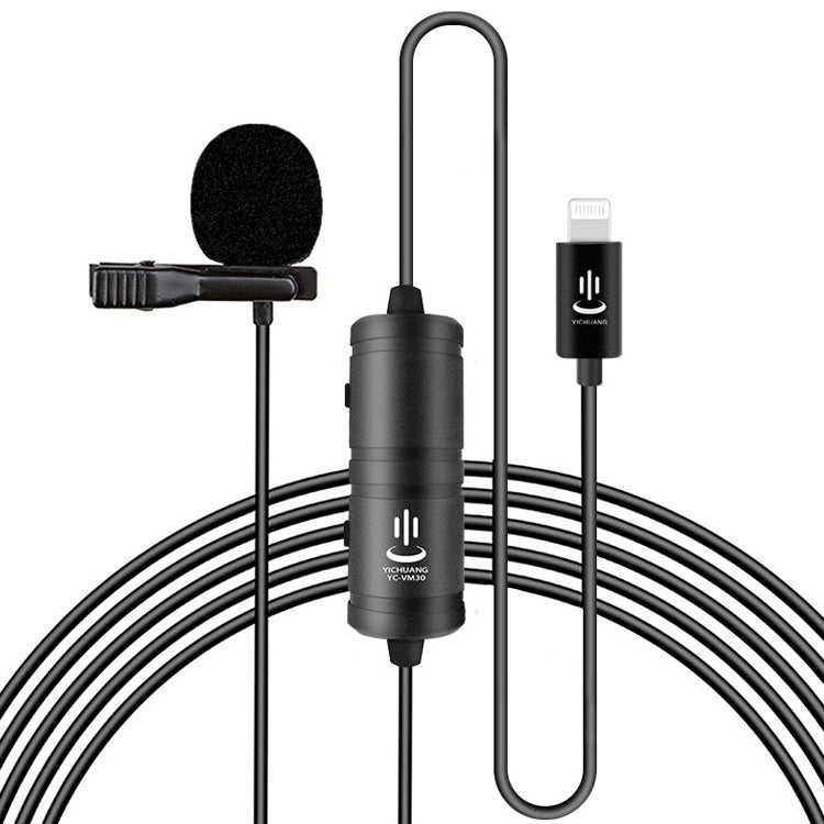 YICHUANG YC-VM40 Dual-mode Lavalier Recording Microphone with 8-pin Port, Cable Length: 6m, YC-VM40