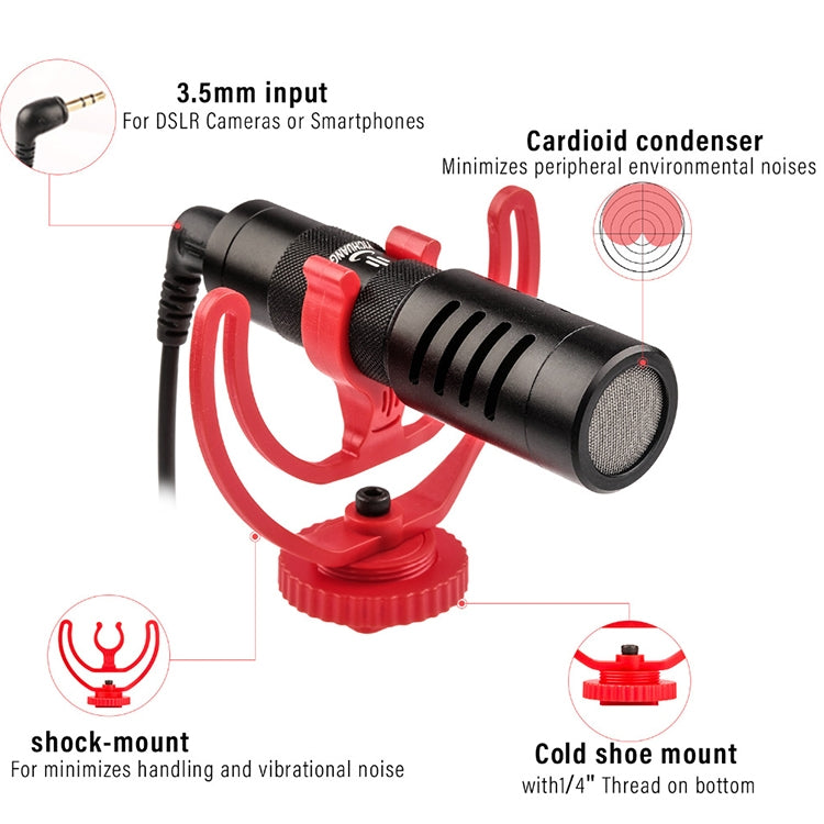 YICHUANG YC-VM100 Microfono portatile con riduzione del rumore puntato con porta da 3,5 mm