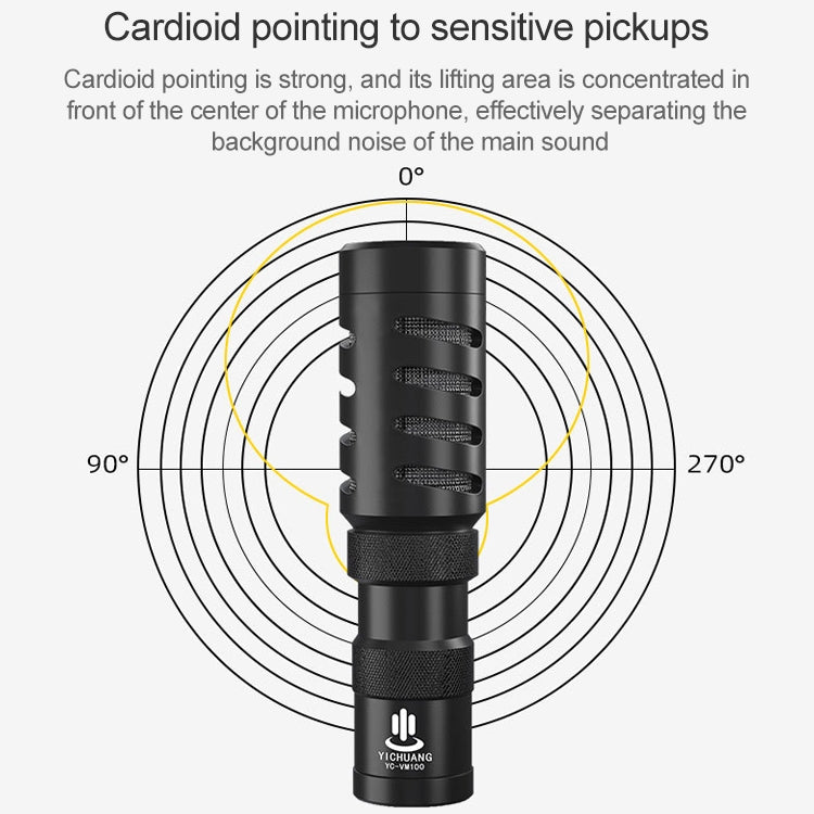 YICHUANG YC-VM100 Microfono portatile con riduzione del rumore puntato con porta da 3,5 mm