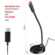 HXSJ F12 Microfono per computer USB pieghevole a 360 gradi senza unità, lunghezza cavo: 2,2 m