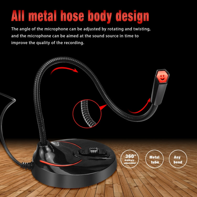 HXSJ F12 Microfono per computer USB pieghevole a 360 gradi senza unità, lunghezza cavo: 2,2 m