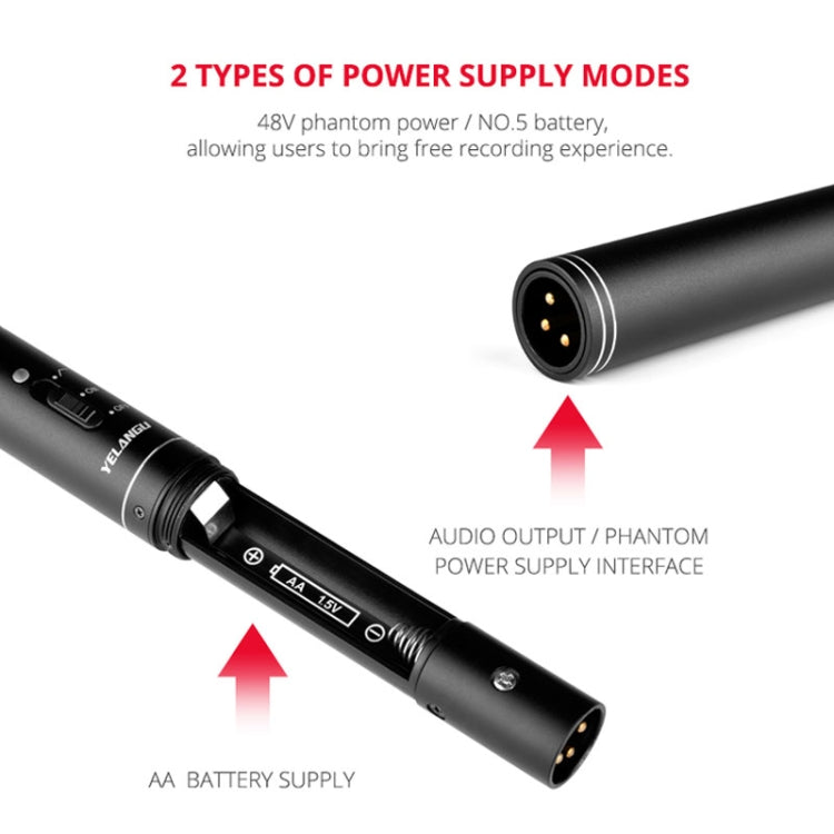 YELANGU YLG9933A MIC07 Microfono professionale per video shotgun a condensatore per interviste con adattatore audio da 6,5 mm e cavo audio RXL da 3,5 mm