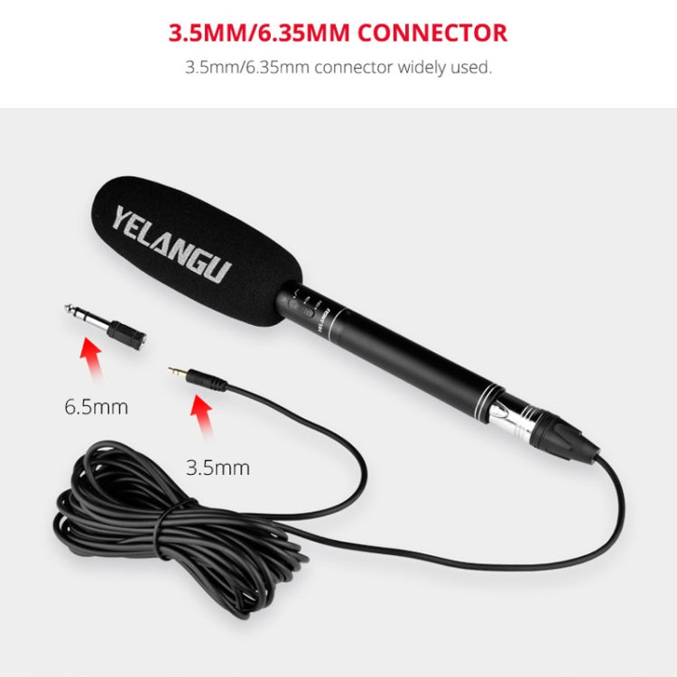 YELANGU YLG9933A MIC07 Microfono professionale per video shotgun a condensatore per interviste con adattatore audio da 6,5 mm e cavo audio RXL da 3,5 mm