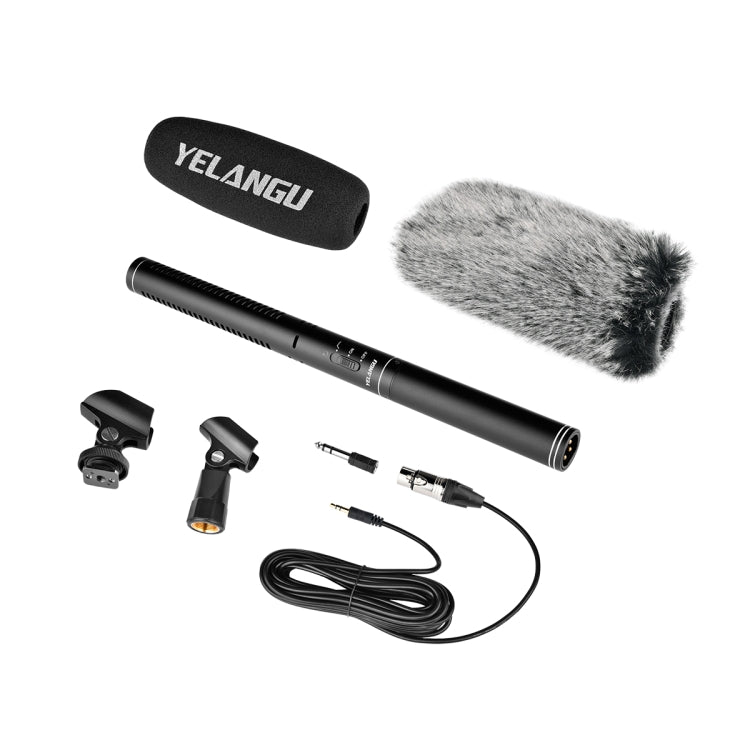 YELANGU YLG9933A MIC07 Microfono professionale per video shotgun a condensatore per interviste con adattatore audio da 6,5 mm e cavo audio RXL da 3,5 mm