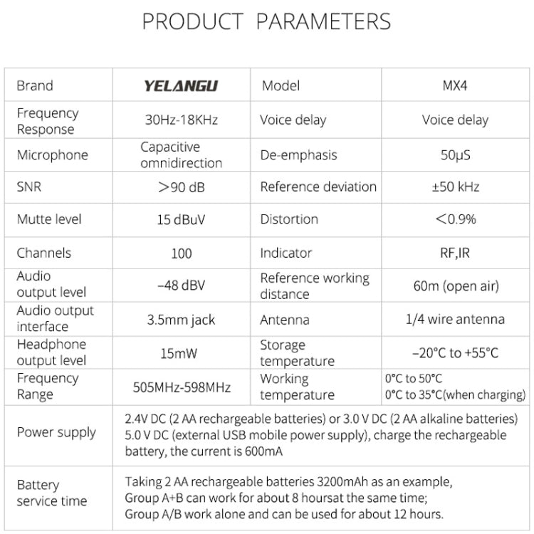 YELANGU YLG9929B MX4 100CH Dual Channel UHF Wireless Microphone System with 2 Transmitters and Receiver for DSLR Cameras and Camcorders, YLG9929B