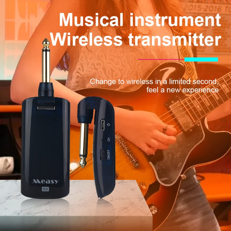 Measy AU688-U 20-Channel Wireless Guitar System Rechargeable Musical Instrument Transmitter Receiver, AU688-U Black