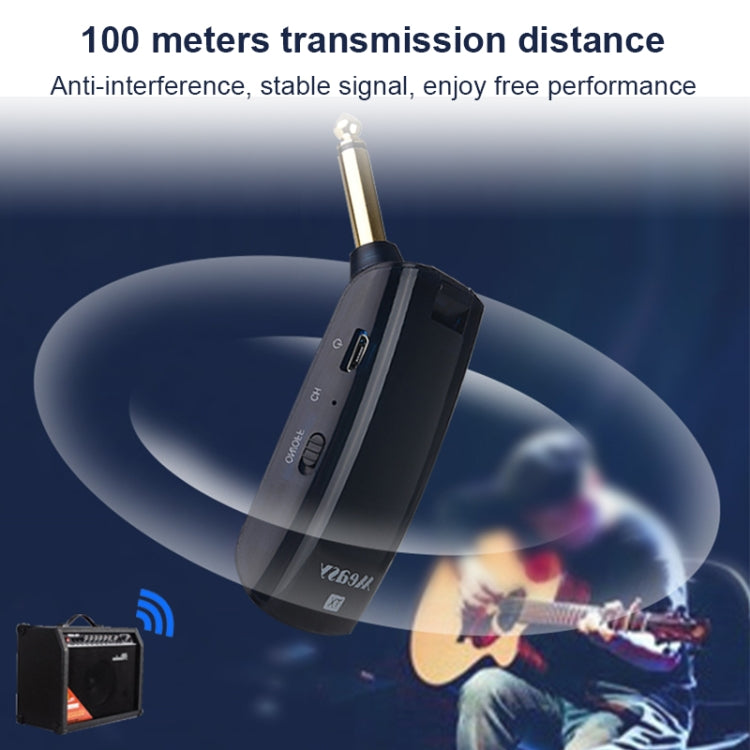 Measy AU688-U 20-Channel Wireless Guitar System Rechargeable Musical Instrument Transmitter Receiver, AU688-U Black