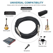 10m 6.35mm (1/4") Male-Male Shielded Mono Jack Audio Patch Cable
