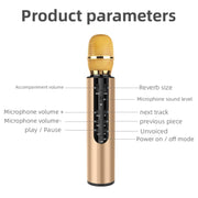 K3 Bluetooth 5.0 Karaoke Wireless Bluetooth Condenser Microphone with Live Stereo Sound