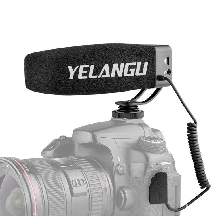 YELANG MIC09 Shotgun Condenser Broadcast Microphone with Gain and Windscreen for Canon/Nikon/Sony DSLR Cameras, Smartphones